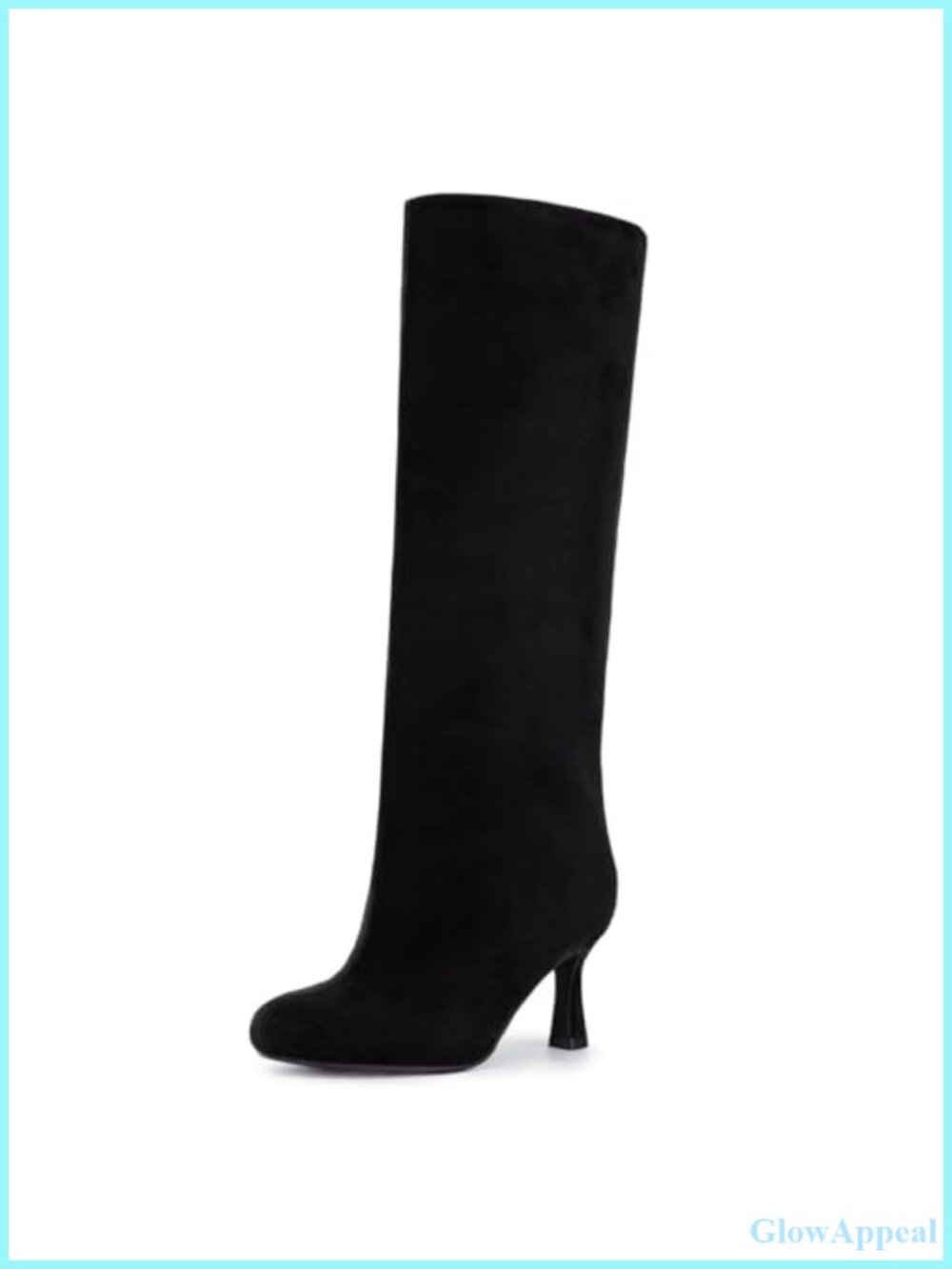 Suede Knee High Boots Wide Calf Stiletto Heel Pull On Slouchy Tall